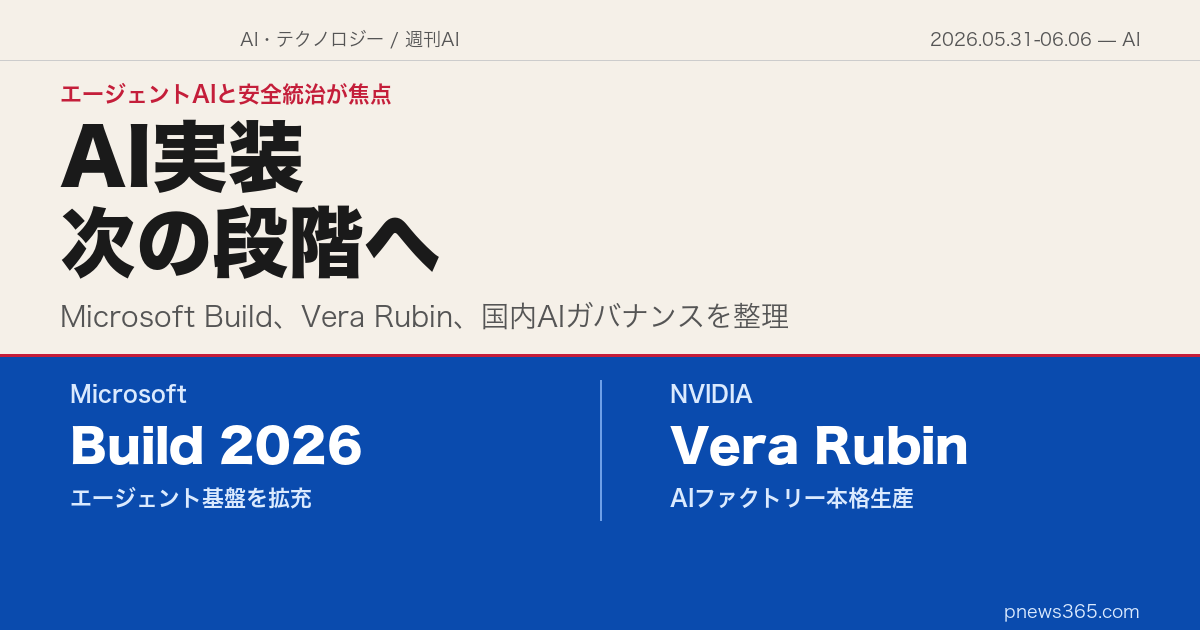 【AIスクエア】2026年6月第1週——Microsoft Build、Vera Rubin、AIガバナンスが動いた一週間