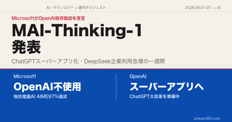 【AIスクエア】2026年6月第1週——MicrosoftがOpenAI依存脱却へ独自モデル発表、ChatGPTはスーパーアプリへ変貌